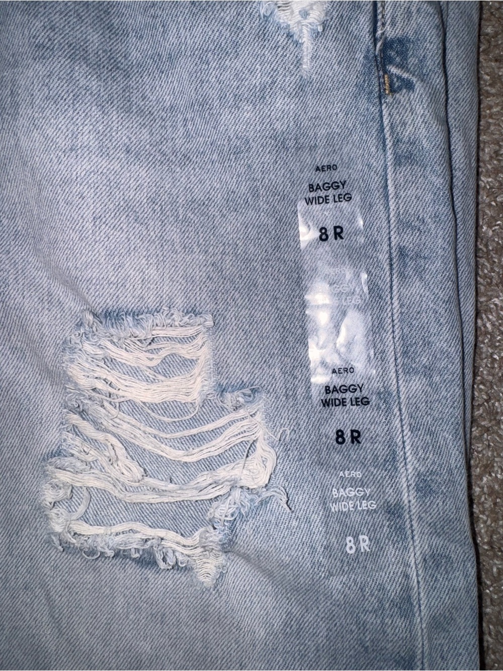 Aeropostale Baggy Light Blue Distressed Wide-Leg Jeans - Picture 8 of 8